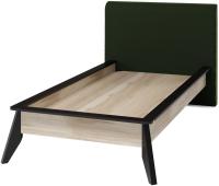 Кровать односпальная Нео (СМ 90х200) с основанием ( 90х200 , ЛДСП/ткань , дуб рокпайл-черный-бруно 8 , без подъемного мех. , без ящиков , без матраса (Регина) ) в Севастополе от производителя 
