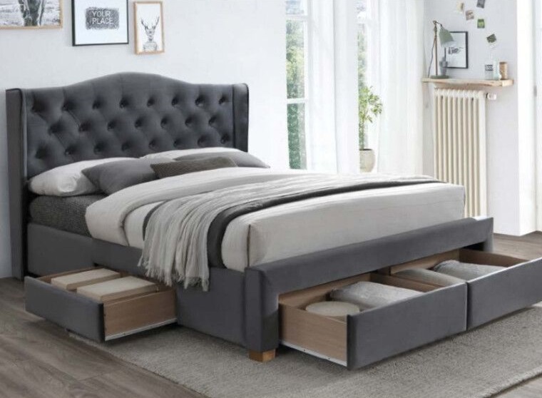 Фото Кровать двуспальная Signal Aspen velvet bluvel II (СМ 160х200) c ортопедическим основанием от производителя Signal в Севастополе по цене 99 730 ₽