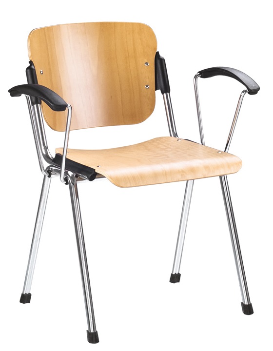 Фото Стул для посетителя Эра (Era) wood arm (хром) от производителя Новый стиль в Севастополе по цене 4 840 ₽