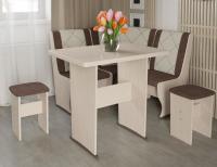 Кухонный уголок-комплект Челси мини (дуб белфорт, кожзам лен коричневый-лен бежевый (ТриЯ) ) в Севастополе от производителя 