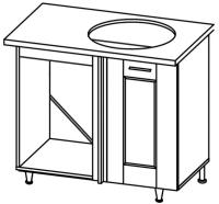 Кухня Селена К-78 стол-мойка угловая 1000 правая (текстиль, карпатская ель,(Глория (Ставрополь Мебель))) в Севастополе от производителя 