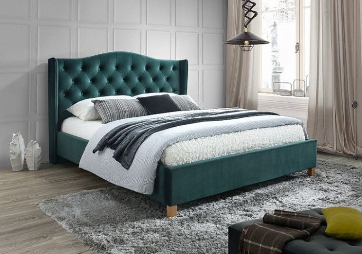 Фото Кровать двуспальная Signal Aspen velvet bluvel (СМ 140х200) c ортопедическим основанием от производителя Signal в Севастополе по цене 70 580 ₽