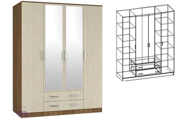 Фото Шкаф Светлана (168) четырехдверный от производителя Мебель Маркет в Севастополе по цене 34&nbsp;440 ₽